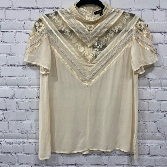 Nanette Lepore Women’s Lace Inset Embroidered Top Small - Picture 2 of 11